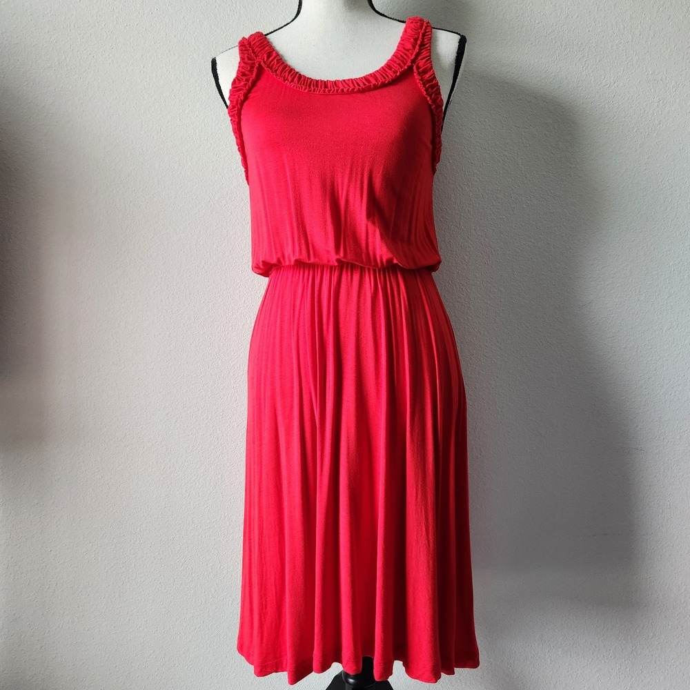 ANN‎ TAYLOR LOFT Size XS Red Sleeveless Summer Casual Sun Work Stretchy Dress
